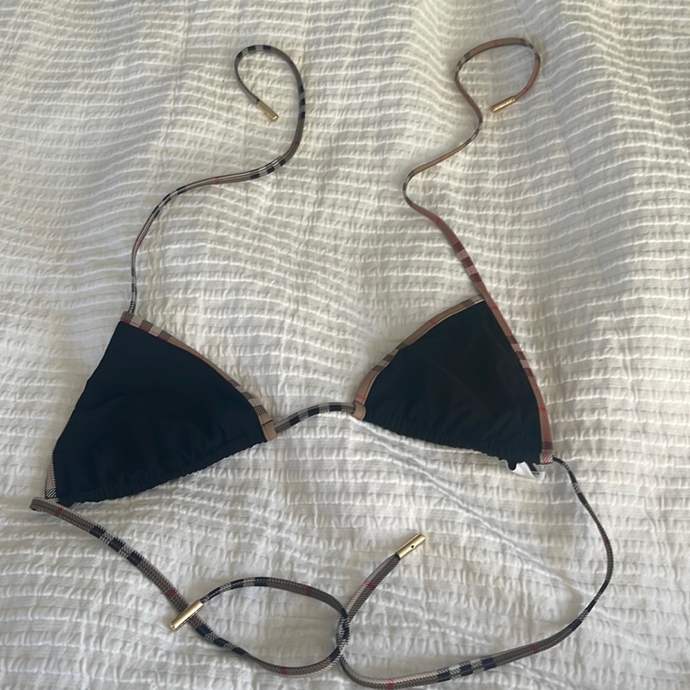 Authentic Burberry Mata Triangle Bikini Top - Black - M - Top Only for sale